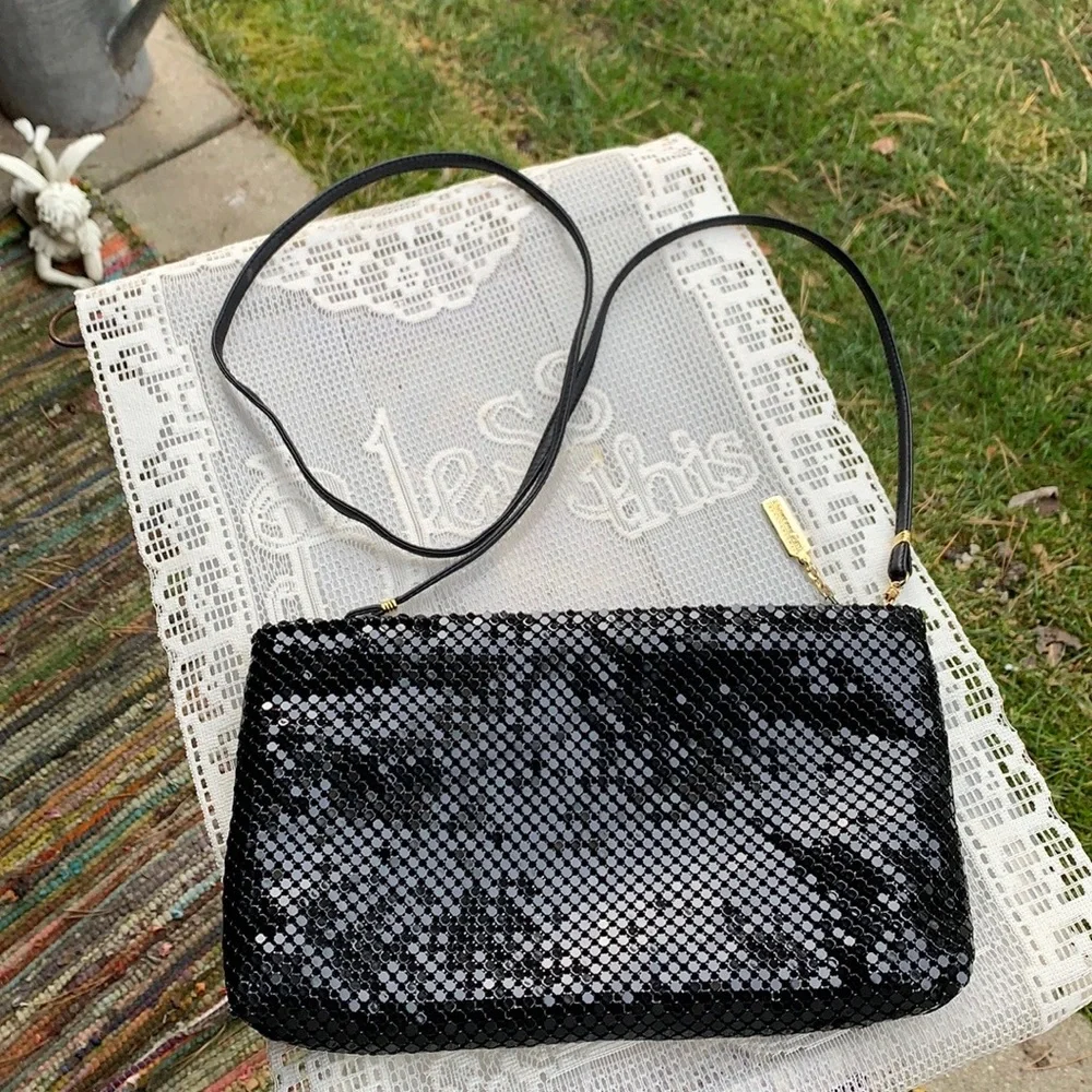 Whiting & Davis Black Mesh Handbag Cross Body